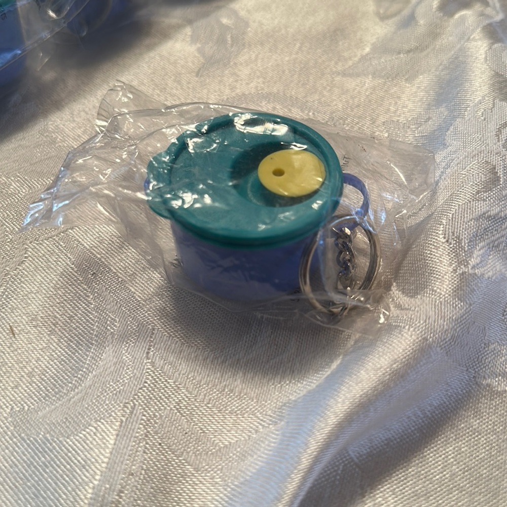Miniature Tupperware keychain microwave soup mug keychain